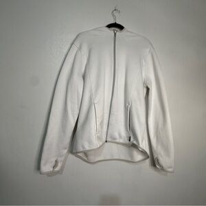 Avia White Zip-Up Hooded Athletic Jacket, Arctic White w/soft silver trim. XL.